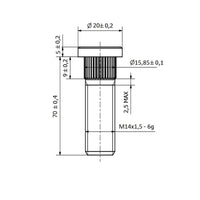 Szpilka koła M14x1.5 - Wielowypusty 15.85 mm (długa, 70 mm)