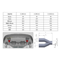 Tubes d'Echappement en Y - Inox (pour Double Sorties d'Echappement)