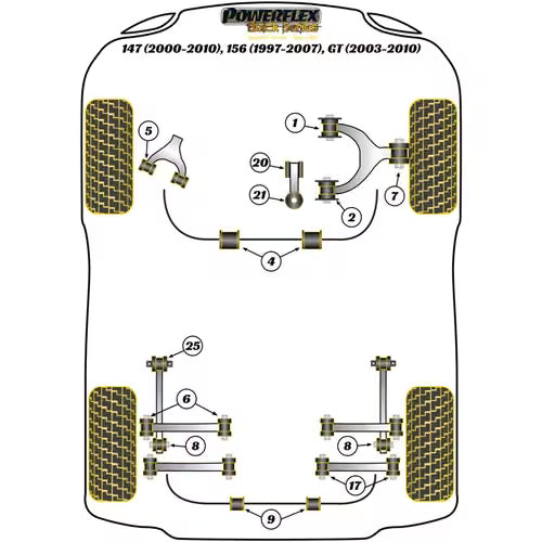 Silentbloc Powerflex pour Ligne d'Echappement (Type 38)