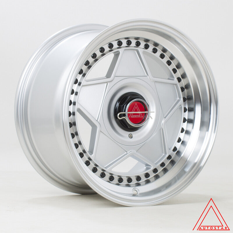 Autostar Centro 15x8.25" 4x100/108 ET20, Gris Argenté, Rebord Poli