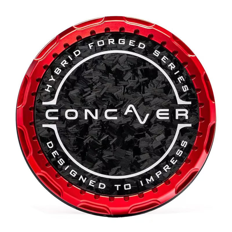 Cache Central Concaver - Carbone Forgé - Rouge Anodisé