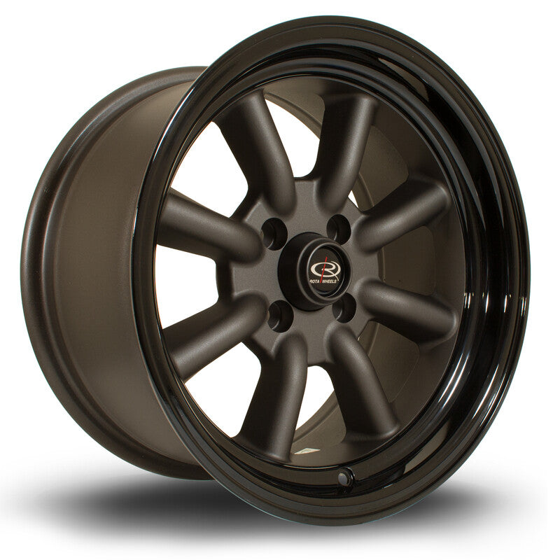Rota RKR 15x8" 4x100 ET0, Gunmetal, Rebord Noir Brillant