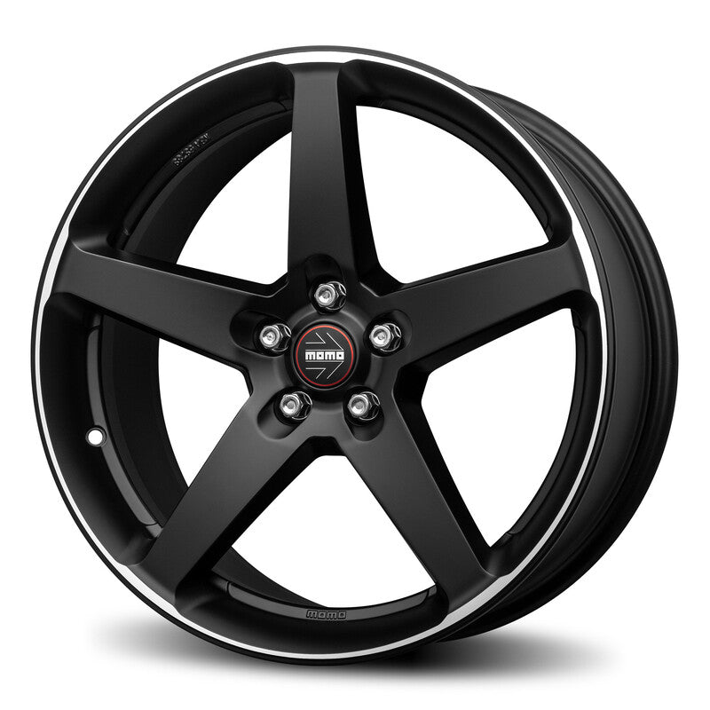 Momo Five 18x8" 5x100 ET42, Noir Mat, Rebord Poli