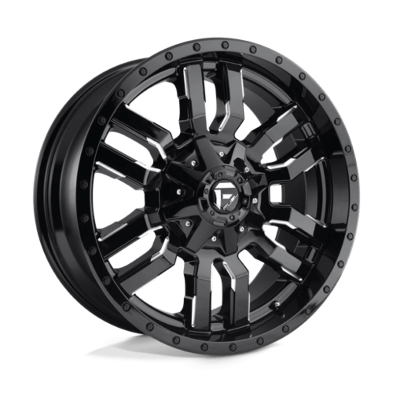 Fuel D595 Sledge 22X10 6x135/139.7 ET-18, Noir Brillant, Branches Usinées