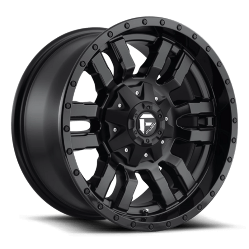 Fuel D596 Sledge 18X8 5x110/127 ET35, Noir Mat, Rebord Brillant
