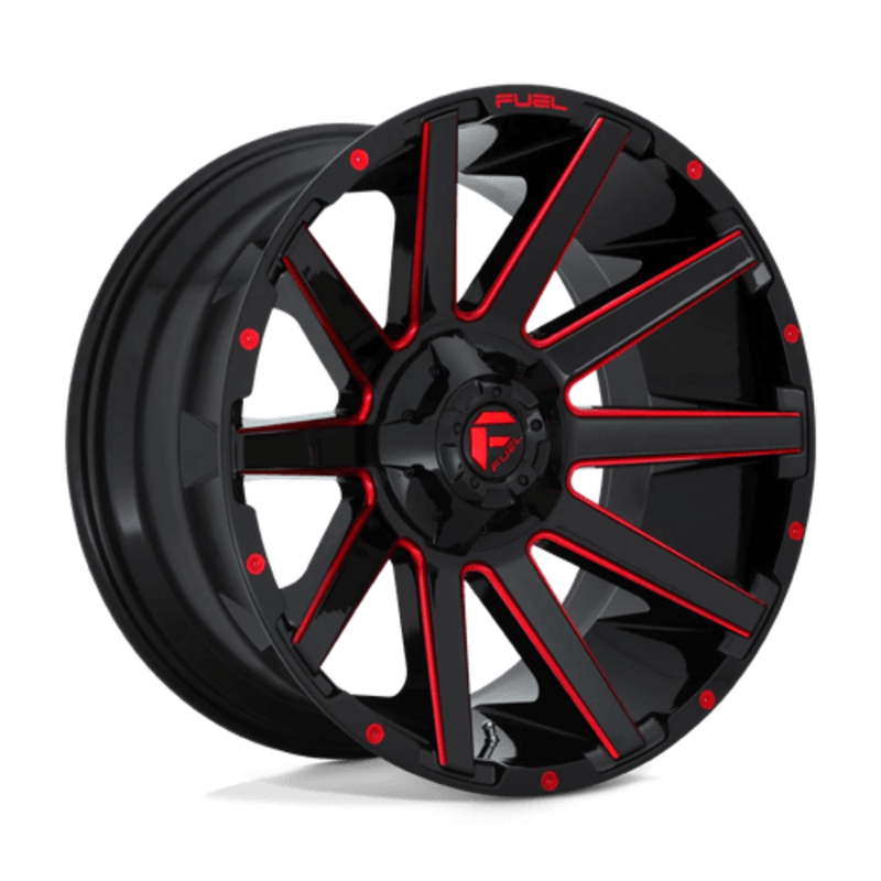 Fuel D643 Contra 20X10 5x114.3/127 ET-18, Noir Brillant, Teinte Rouge