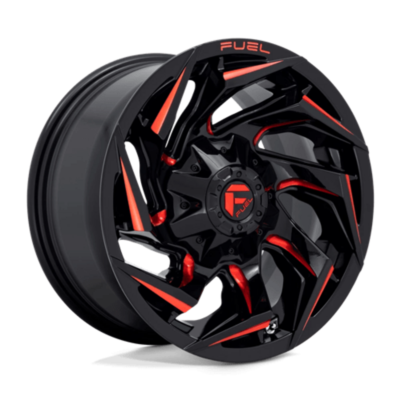 Fuel D755 Reaction 20X10 6x135/139.7 ET-18, Noir Brillant Usiné, Teinte Rouge