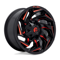 Fuel D755 Reaction 20X9 6x135/139.7 ET1, Noir Brillant Usiné, Teinte Rouge