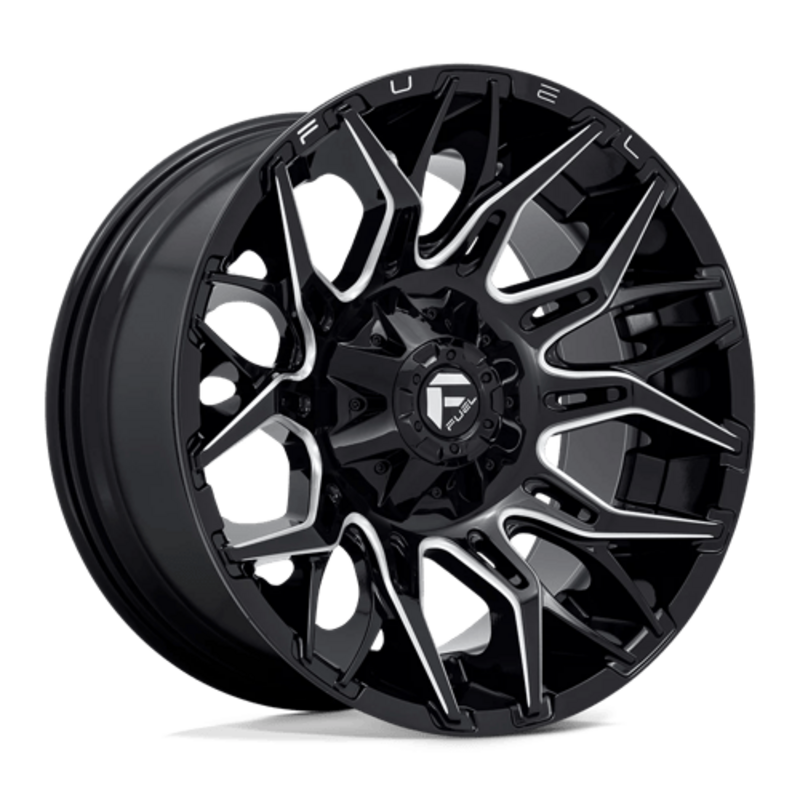 Fuel D769 Twitch 20X10 6x135/139.7 ET-18, Noir Brillant, Branches Usinées