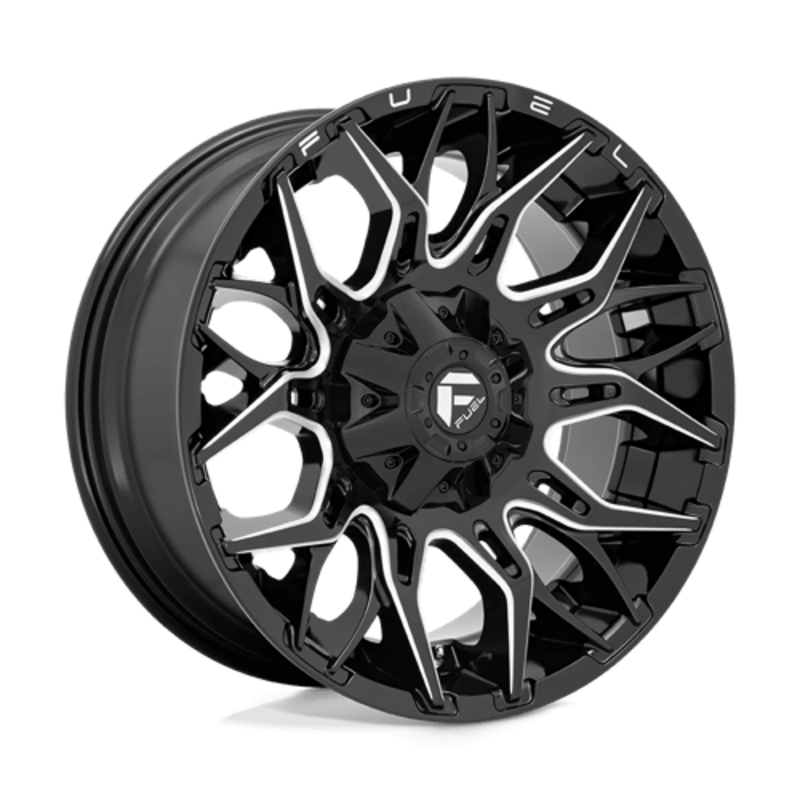 Fuel D769 Twitch 20X9 6x135/139.7 ET1, Noir Brillant, Branches Usinées