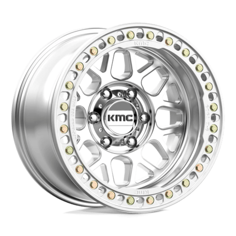 KMC KM235 Grenade Crawl Beadlock 17X9 6x139.7 ET-38, Gris Argenté Poli