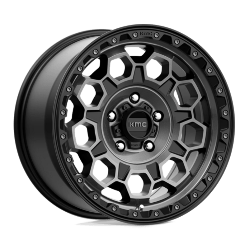 KMC KM545 Trek 17X9 5x127 ET18, Noir Satiné, Teinte Grise