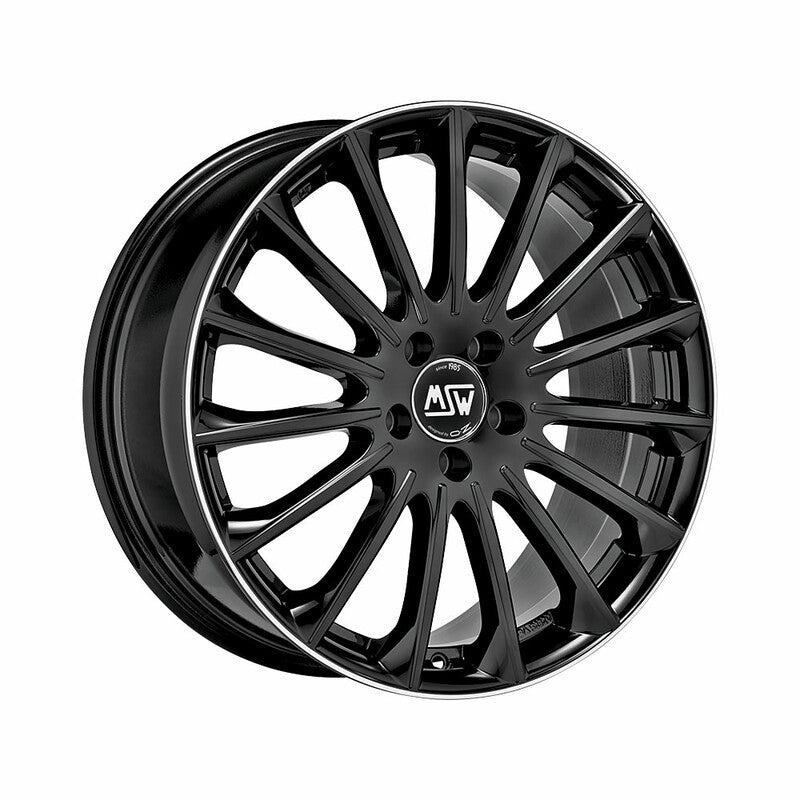 MSW 30 19x7.5" 5x112 ET48, Noir Brillant, Rebord Poli