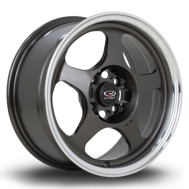 Rota Slipstream 15x7" 4x100 ET40, Gunmetal, Rebord Chromé