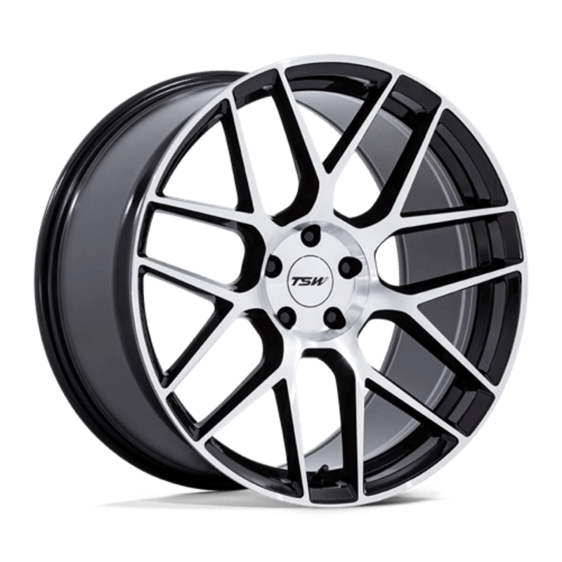 TSW TW002 Lasarthe 20X10.5 5x112 ET30, Noir Brillant, Branches Polies