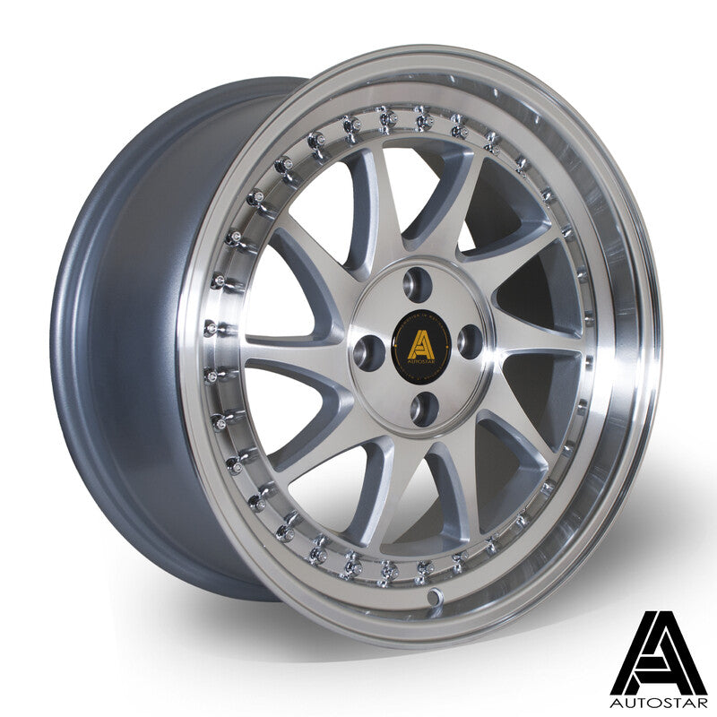 Autostar Vader 17x8" 4x100 ET35, Gris Argenté / Poli